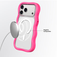 YOUNGKIT Case for iPhone 17 Pro – Dynamic II Magnetic Case Transparent Hot Pink Wavy Silicone, Modern Design and Precise Fit