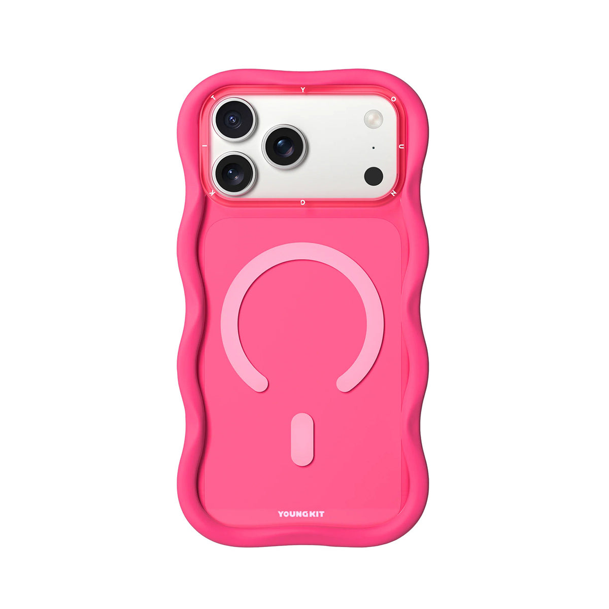 YOUNGKIT Funda Wavy para iPhone 17 Pro Max/18 Pro Max Compatible con MagSafe, Rosa Fluorescente