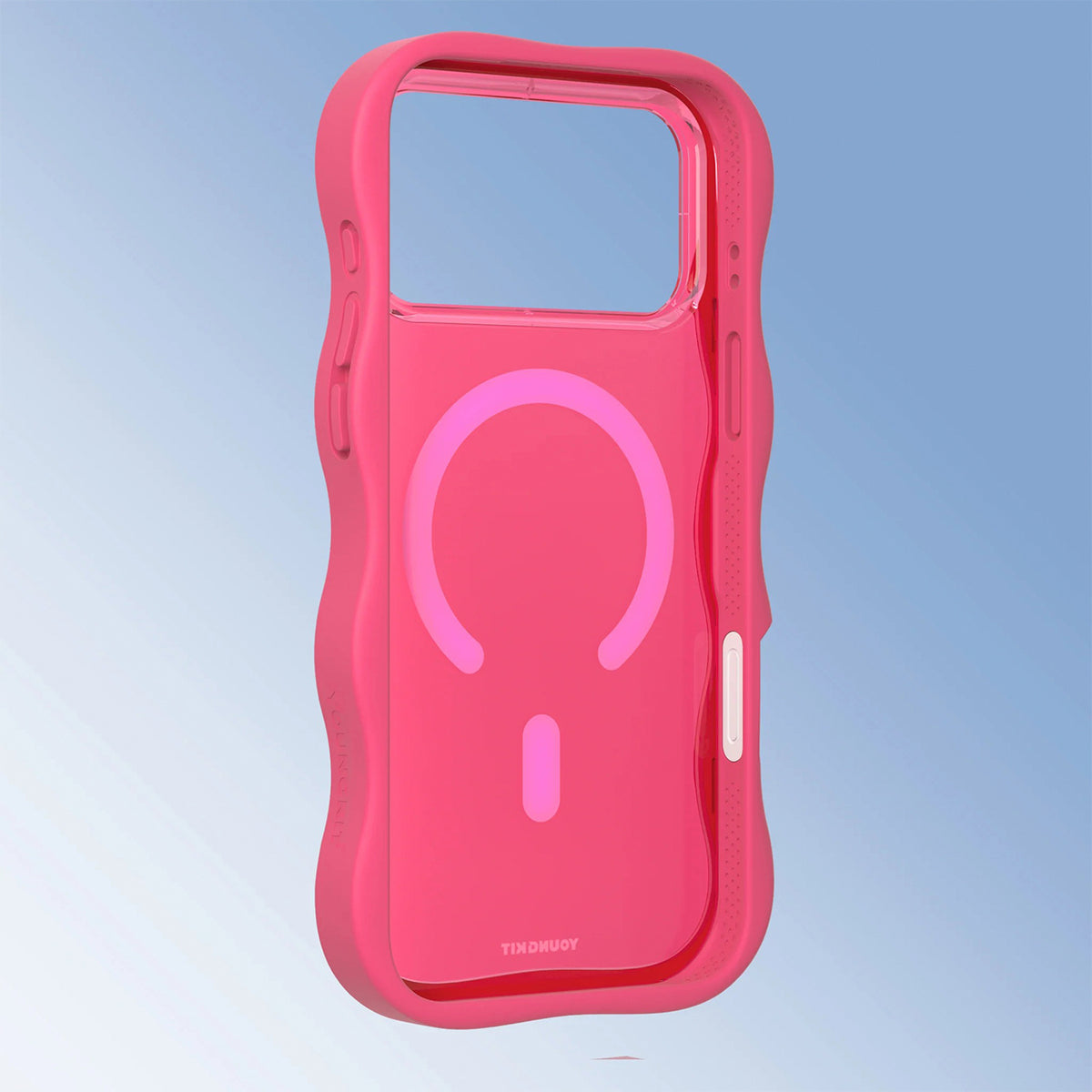 YOUNGKIT Funda Wavy para iPhone 17 Pro Max/18 Pro Max Compatible con MagSafe, Rosa Fluorescente