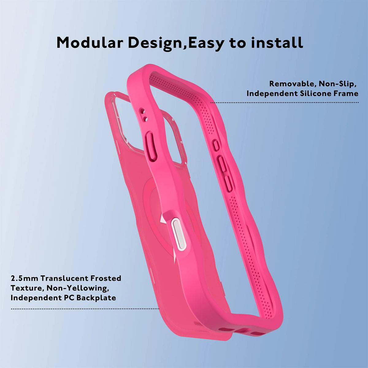 YOUNGKIT Case for iPhone 17 Pro Max – Big Wave Lightning Series Hot Pink Case, Wavy Design with Lightning Effect and Precise Fit
