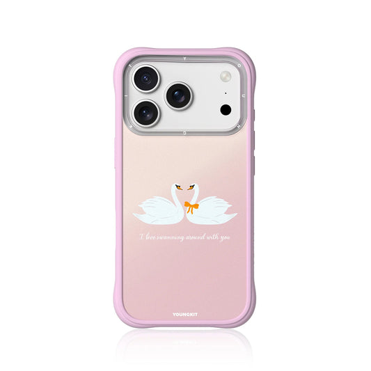 YOUNGKIT Case for iPhone 17 Pro Max - Magnetic Case CH4 Swan Kiss Swan Serenade, Illustrated Design and Precise Fit