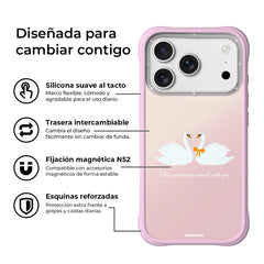 YOUNGKIT Case for iPhone 17 Pro Max - Magnetic Case CH4 Swan Kiss Swan Serenade, Illustrated Design and Precise Fit