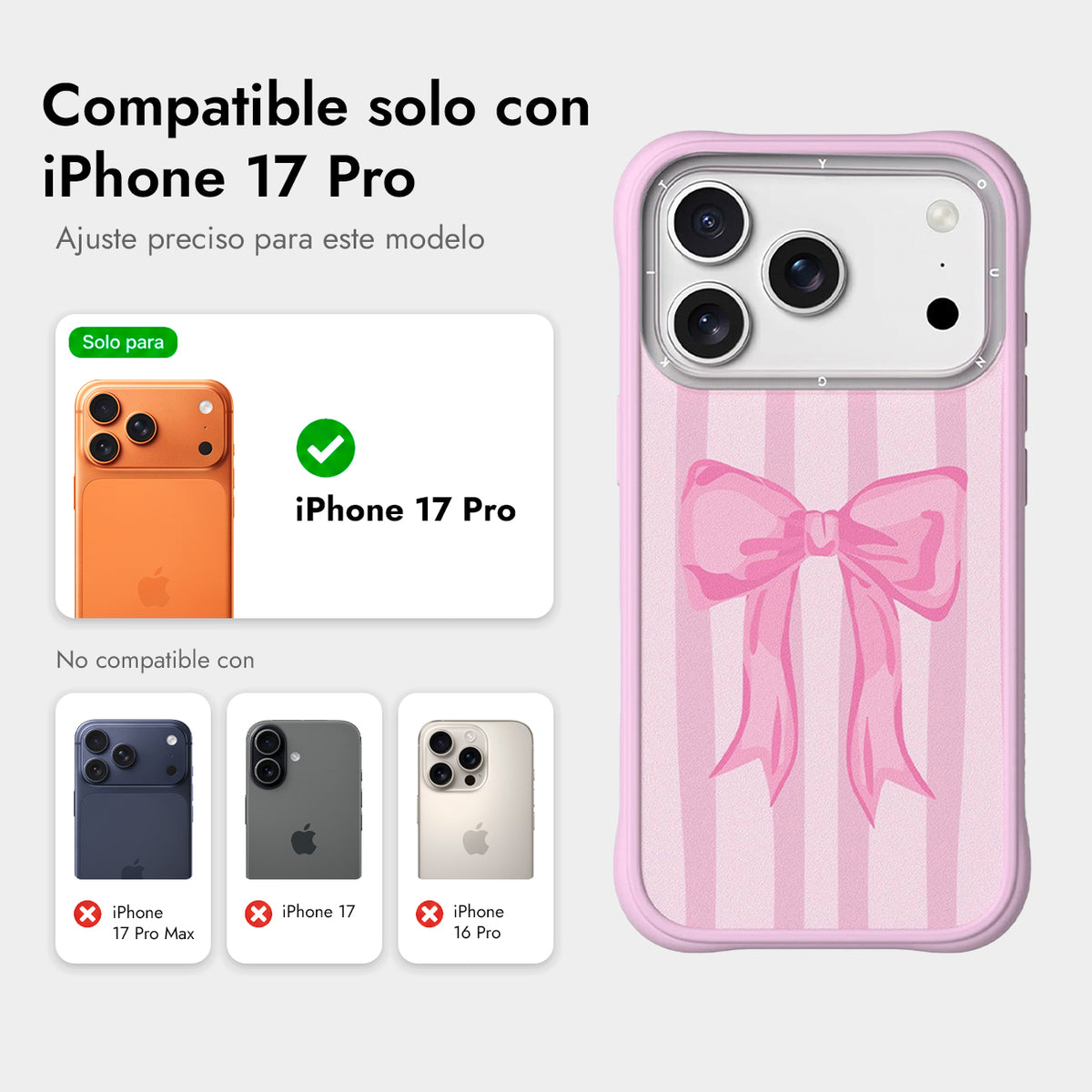 YOUNGKIT Funda Swan Kiss para iPhone 17 Pro/18 Pro Compatible con MagSafe, Ballet Ribbon