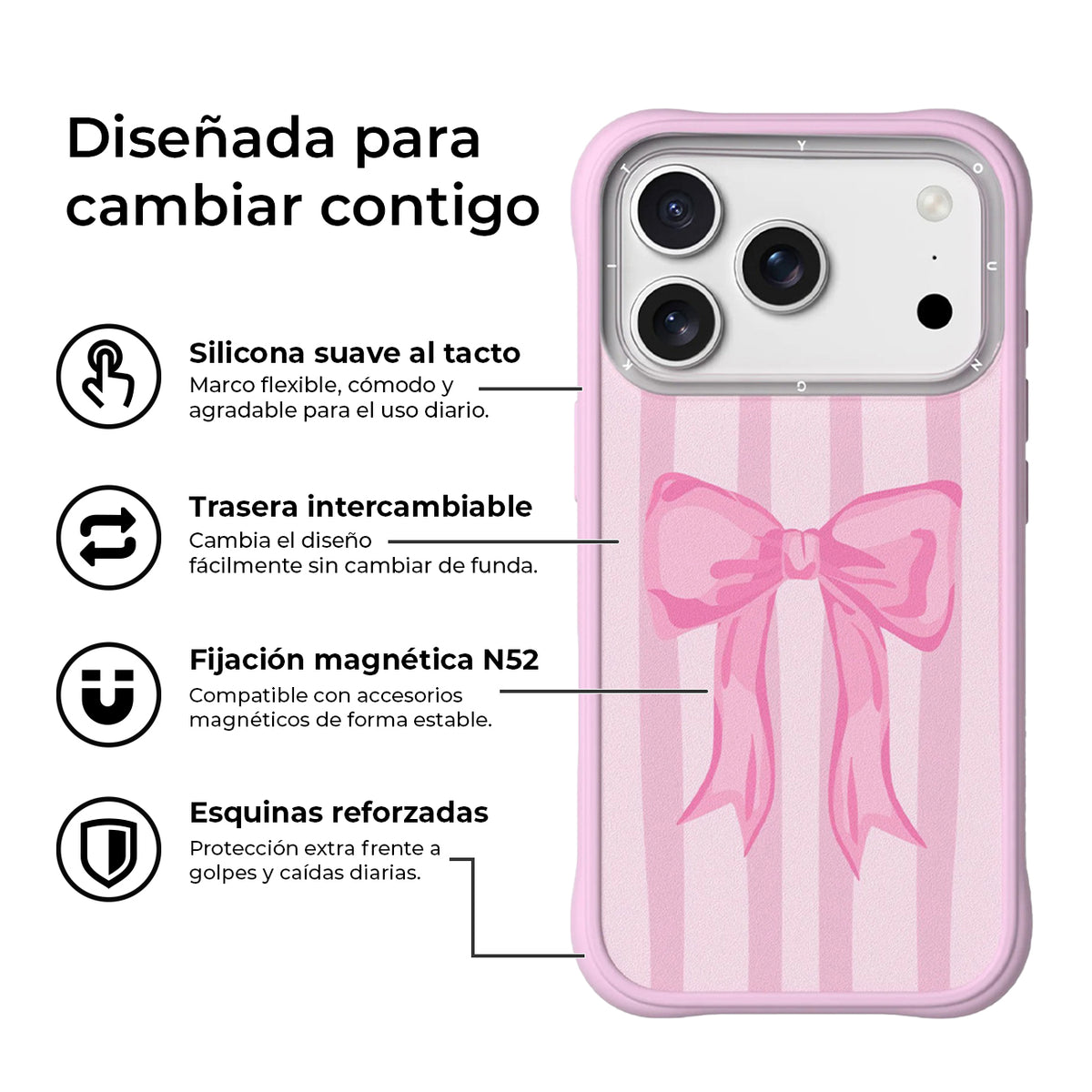 YOUNGKIT Funda Swan Kiss para iPhone 17 Pro Max/18 Pro Max Compatible con MagSafe, Ballet Ribbon