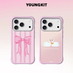 YOUNGKIT Case for iPhone 17 Pro Max – CH4 Swan Kiss Ballet Ribbon Magnetic Case, Illustrated Design and Precise Fit