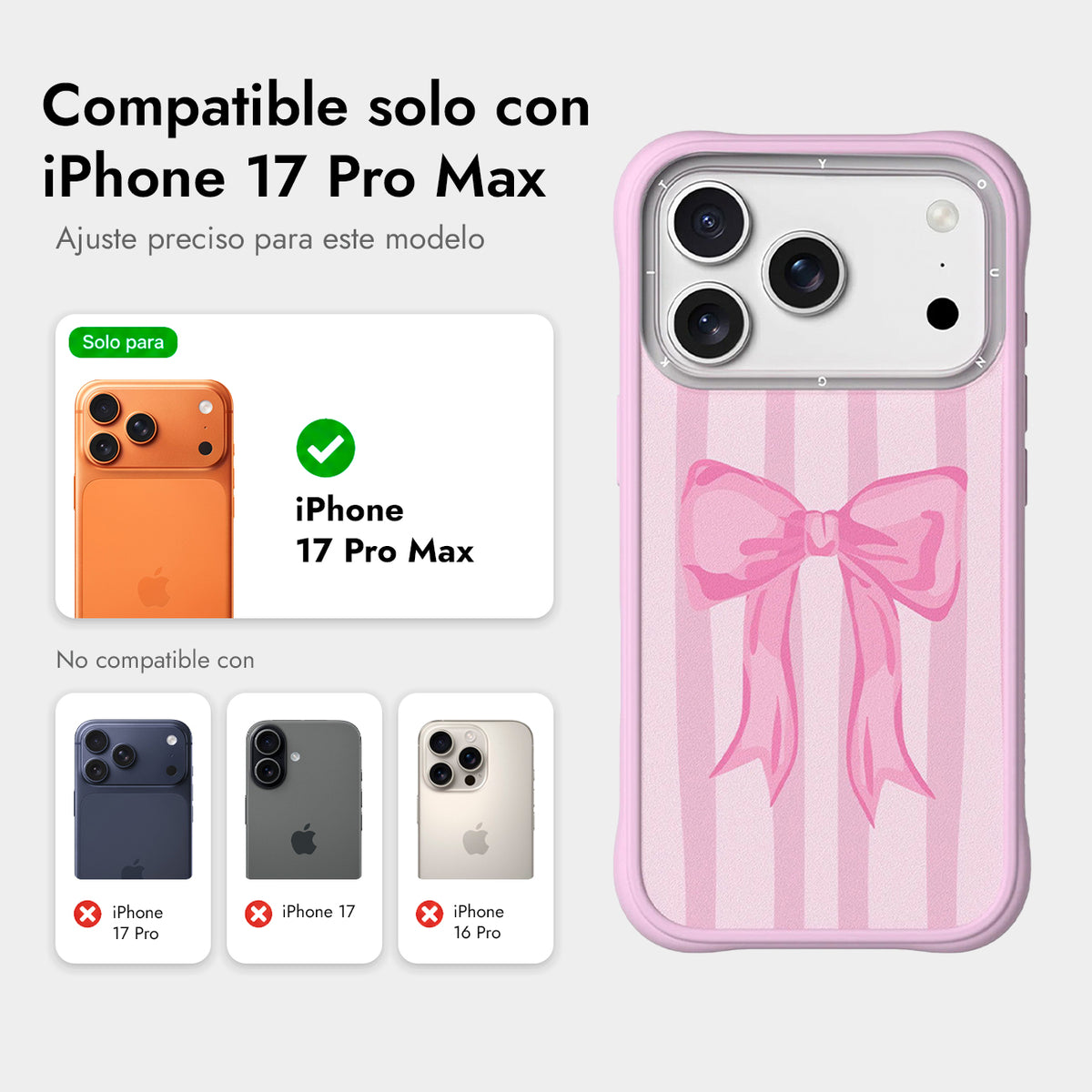 YOUNGKIT Funda Swan Kiss para iPhone 17 Pro Max/18 Pro Max Compatible con MagSafe, Ballet Ribbon