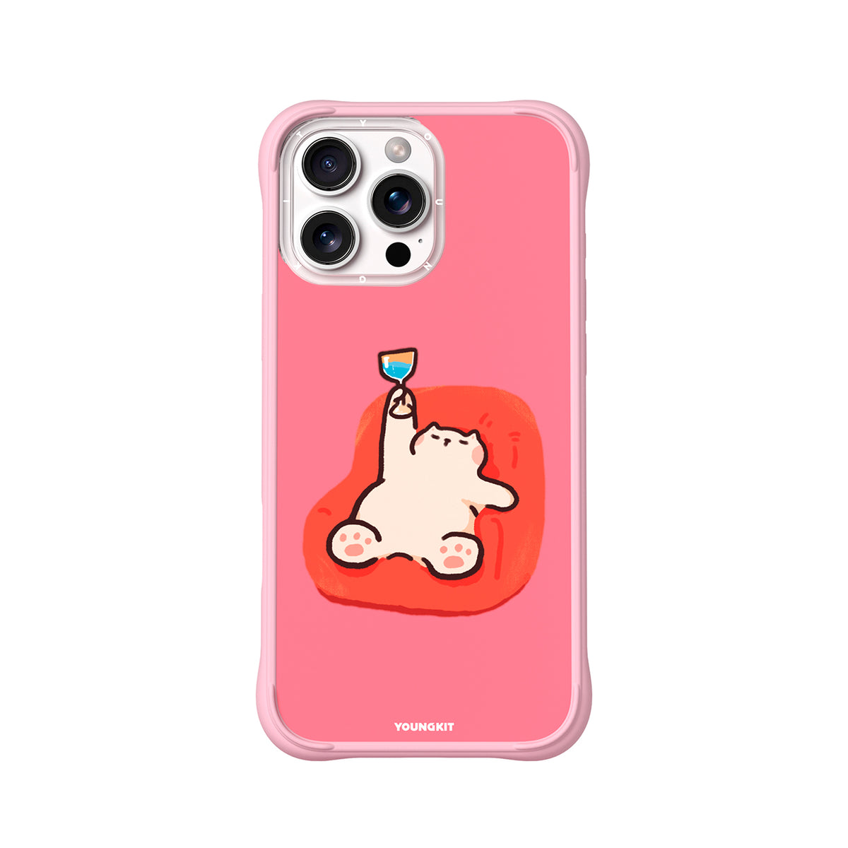 YOUNGKIT Funda CH4 Leisure Time para iPhone 16 Pro Compatible con MagSafe, Marco de Silicona y Trasera Removible, Poco Borracho, Rosa Cálido