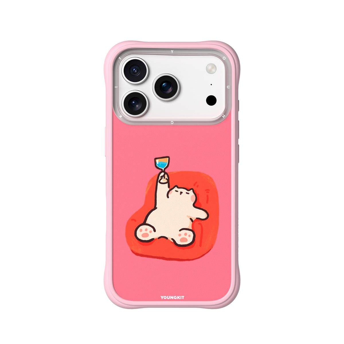 YOUNGKIT Funda Leisure Time para iPhone 17 Pro/18 Pro Compatible con MagSafe, Poco Borracho, Rosa Cálido