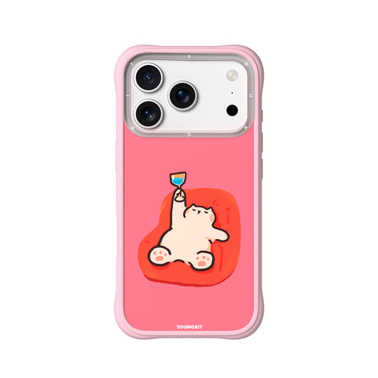 YOUNGKIT Funda CH4 Leisure Time para iPhone 17 Pro Compatible con MagSafe, Marco de Silicona y Trasera Removible, Poco Borracho, Rosa Cálido