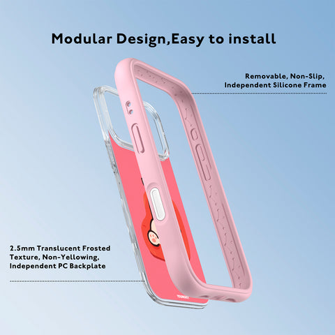 YOUNGKIT Funda CH4 Leisure Time para iPhone 17 Pro Compatible con MagSafe, Marco de Silicona y Trasera Removible, Poco Borracho, Rosa Cálido