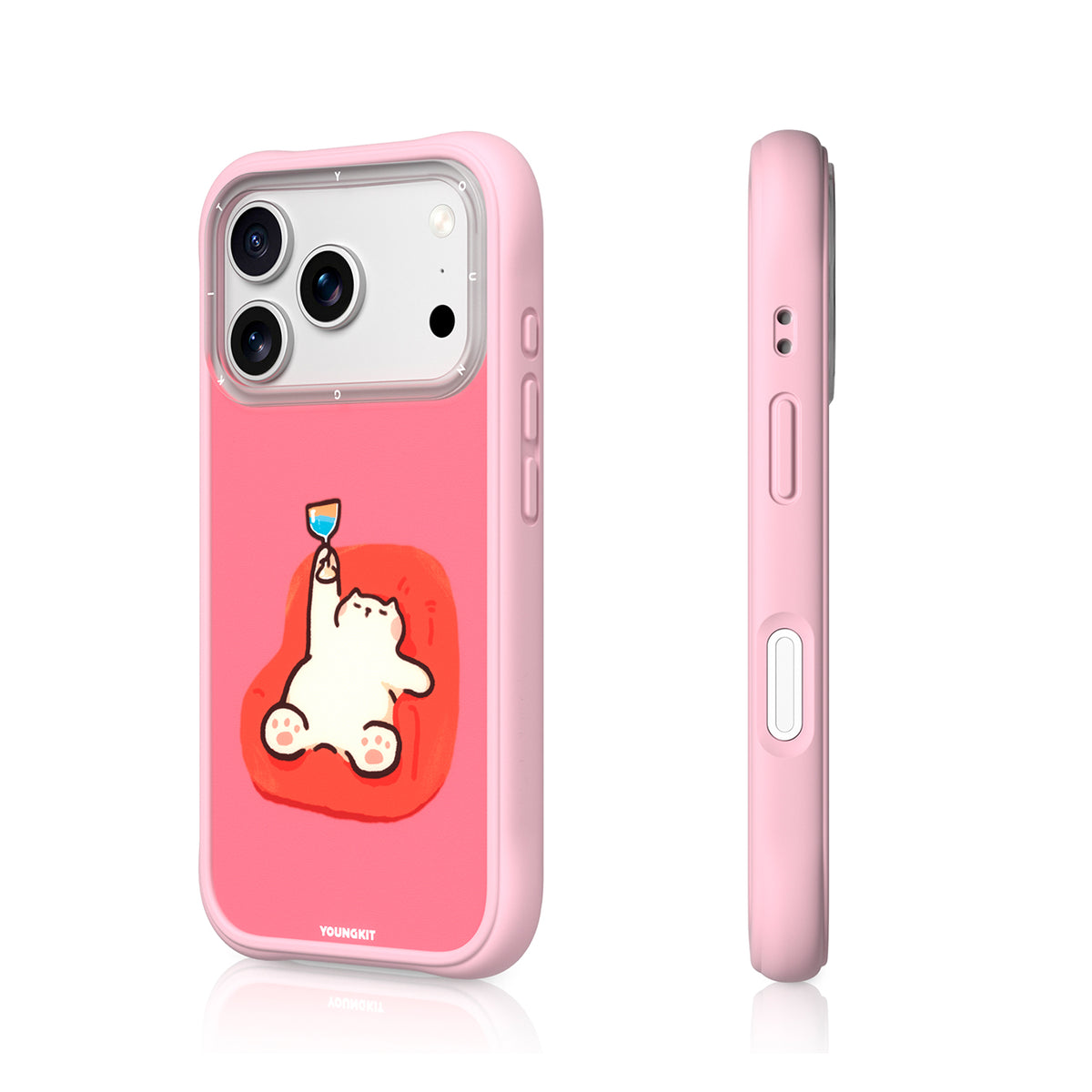 YOUNGKIT Funda Leisure Time para iPhone 17 Pro Max/18 Pro Max Compatible con MagSafe, Poco Borracho, Rosa Cálido