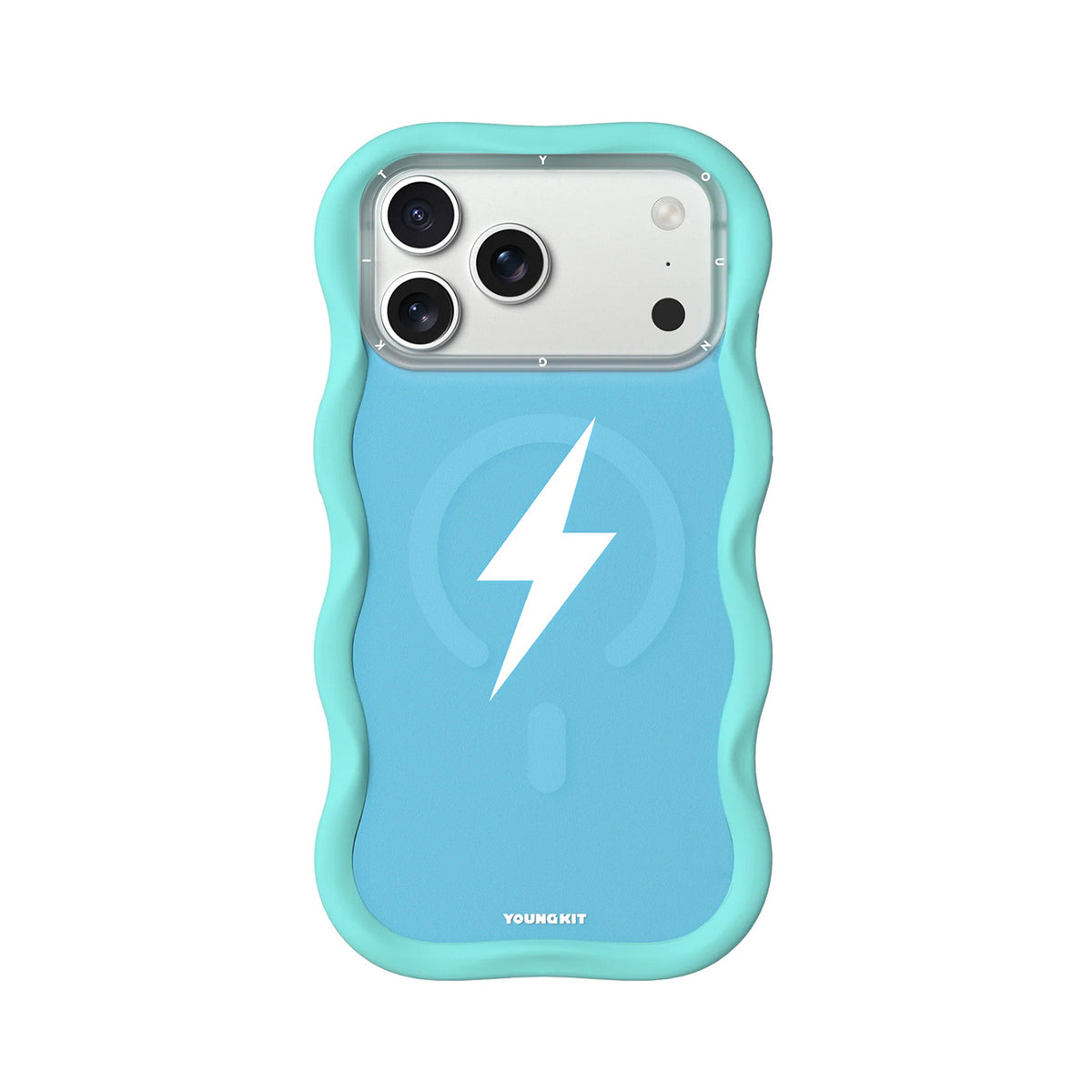 YOUNGKIT Funda Wavy Lightning para iPhone 17 Pro Max/18 Pro Max, Azul Glaciar