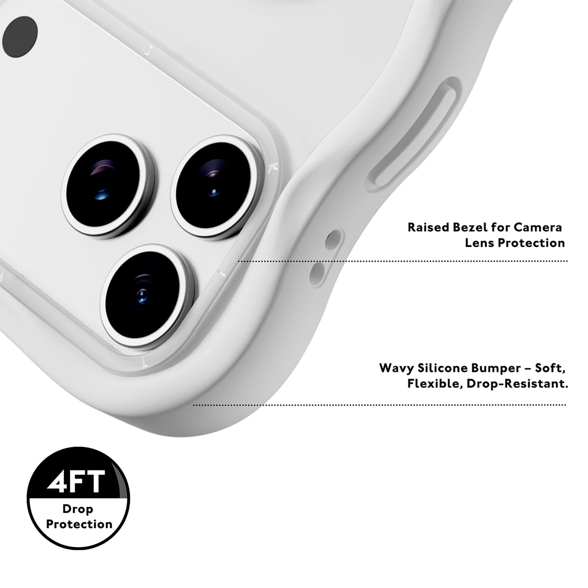 YOUNGKIT Funda CHD4 Authentic Wavy para iPhone 16 Pro Compatible con MagSafe, Marco de Silicona y Trasera Removible, Uva Morada, Blanco