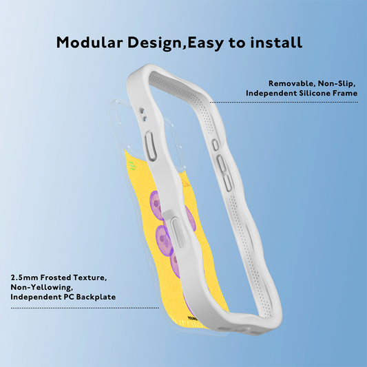 YOUNGKIT Funda CHD4 Authentic Wavy para iPhone 16 Pro Max Compatible con MagSafe, Marco de Silicona y Trasera Removible, Uva Morada, Blanco