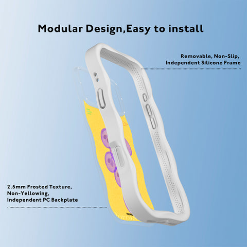 YOUNGKIT Funda CHD4 Authentic Wavy para iPhone 16 Pro Max Compatible con MagSafe, Marco de Silicona y Trasera Removible, Uva Morada, Blanco