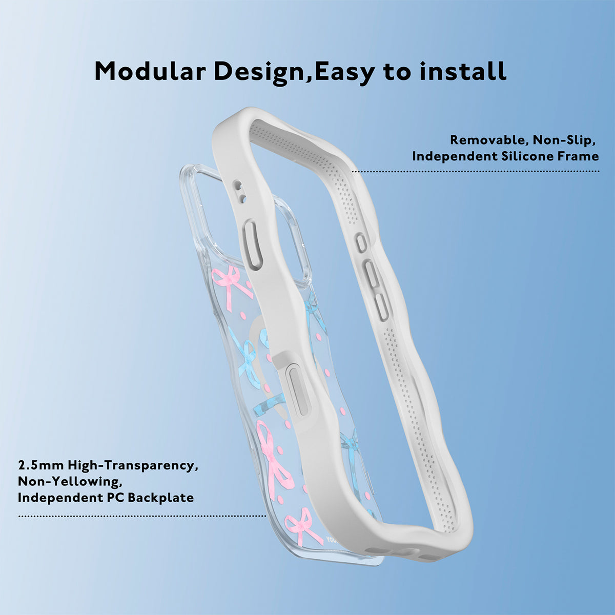 YOUNGKIT Funda Wavy para iPhone 17 Pro/18 Pro Compatible con MagSafe, Lazo, Blanco Cloud Dance