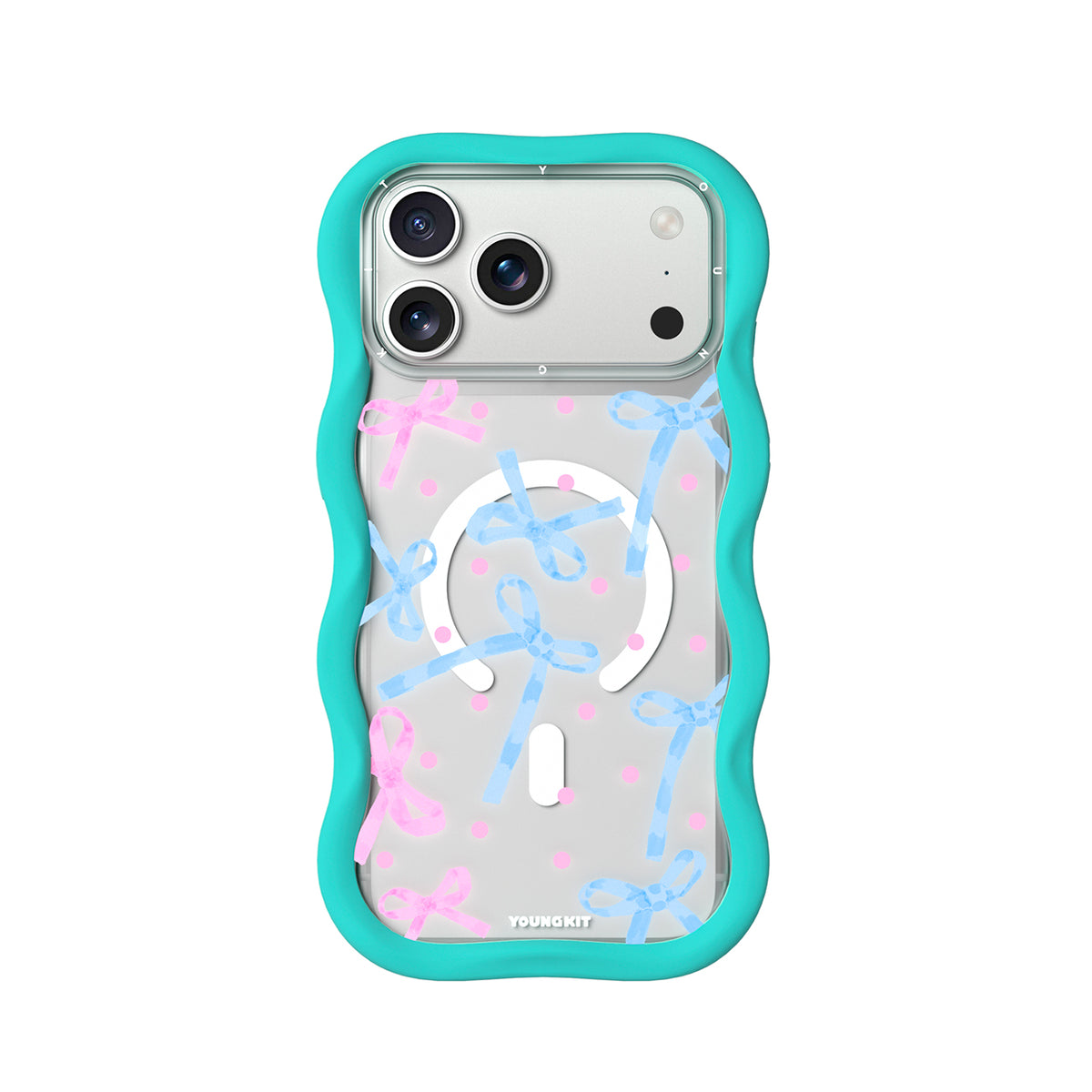 YOUNGKIT Funda Wavy para iPhone 17 Pro/18 Pro Compatible con MagSafe, Lazo, Azul Glacier