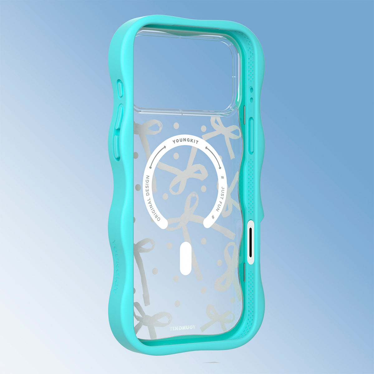 YOUNGKIT Funda Wavy para iPhone 17 Pro/18 Pro Compatible con MagSafe, Lazo, Azul Glacier