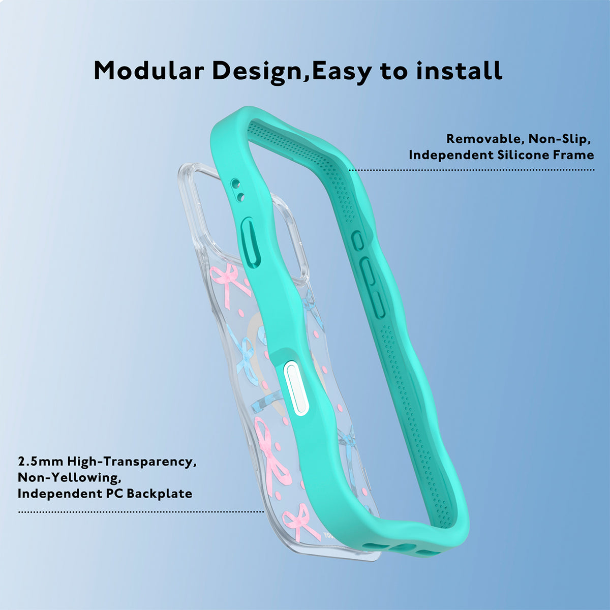 YOUNGKIT Funda Wavy para iPhone 17 Pro/18 Pro Compatible con MagSafe, Lazo, Azul Glacier