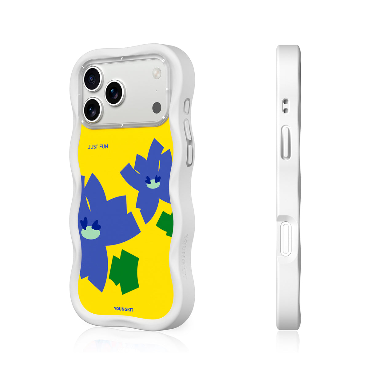 YOUNGKIT Funda Wavy para iPhone 17 Pro/18 Pro Compatible con MagSafe, Iris Morado, Blanco Cloud Dance