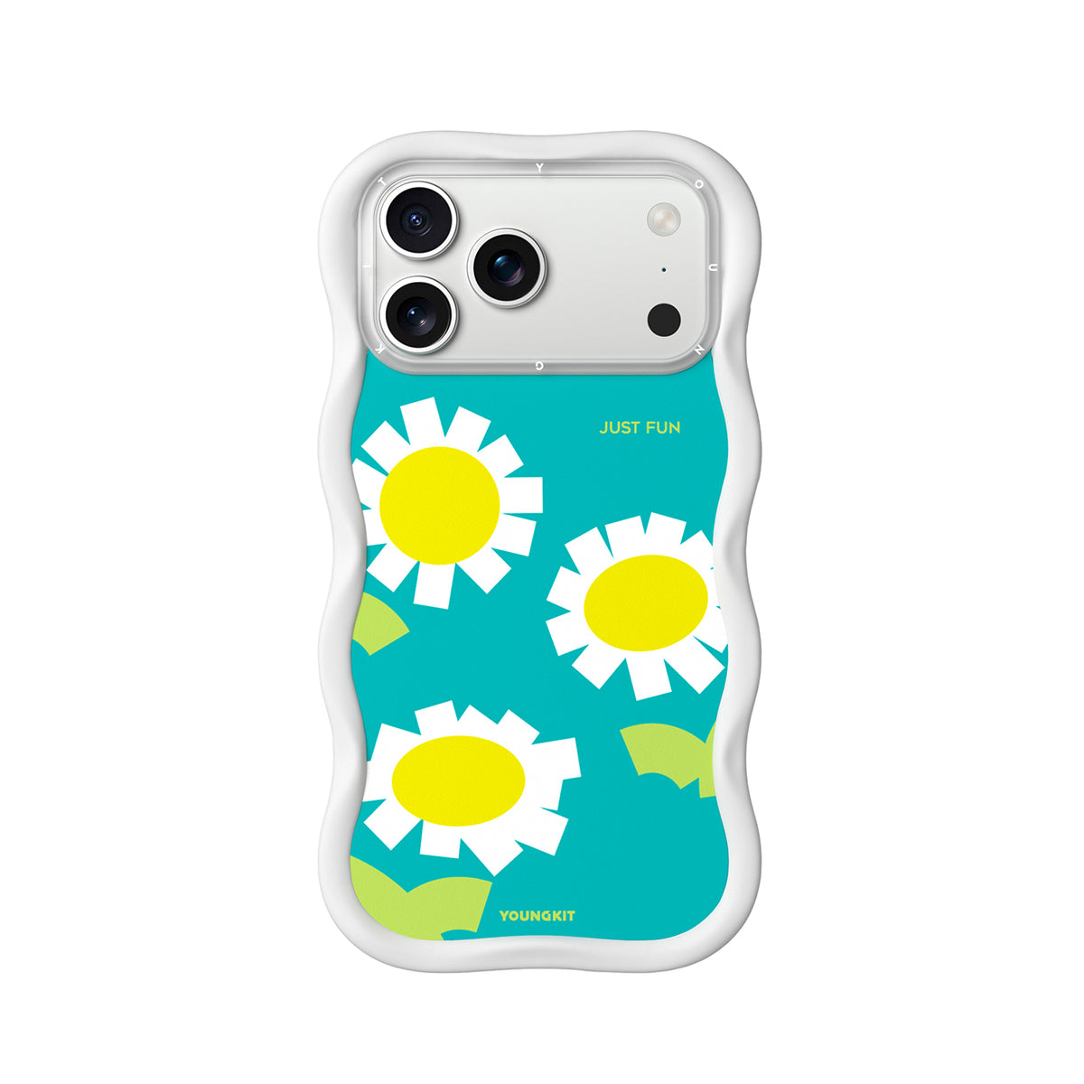 YOUNGKIT Funda Wavy para iPhone 17 Pro Max/18 Pro Max Compatible con MagSafe, Manzanilla, Blanco Cloud Dance