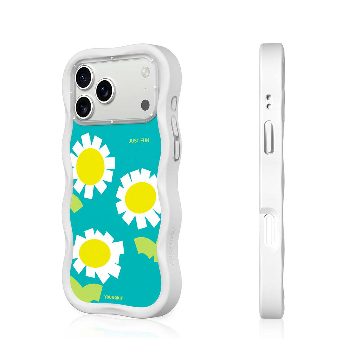 YOUNGKIT Funda Wavy para iPhone 17 Pro Max/18 Pro Max Compatible con MagSafe, Manzanilla, Blanco Cloud Dance