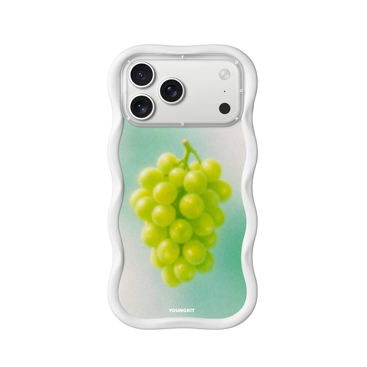 YOUNGKIT Funda Wavy para iPhone 17 Pro/18 Pro Compatible con MagSafe, Uva Verde, Blanco Cloud Dance