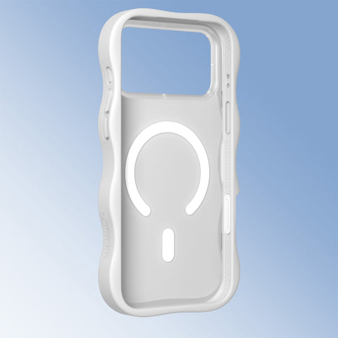 YOUNGKIT Funda CHD4 Summer Wavy para iPhone 16 Pro Compatible con MagSafe, Marco de Silicona y Trasera Removible, Tomate, Blanco Cloud Dance