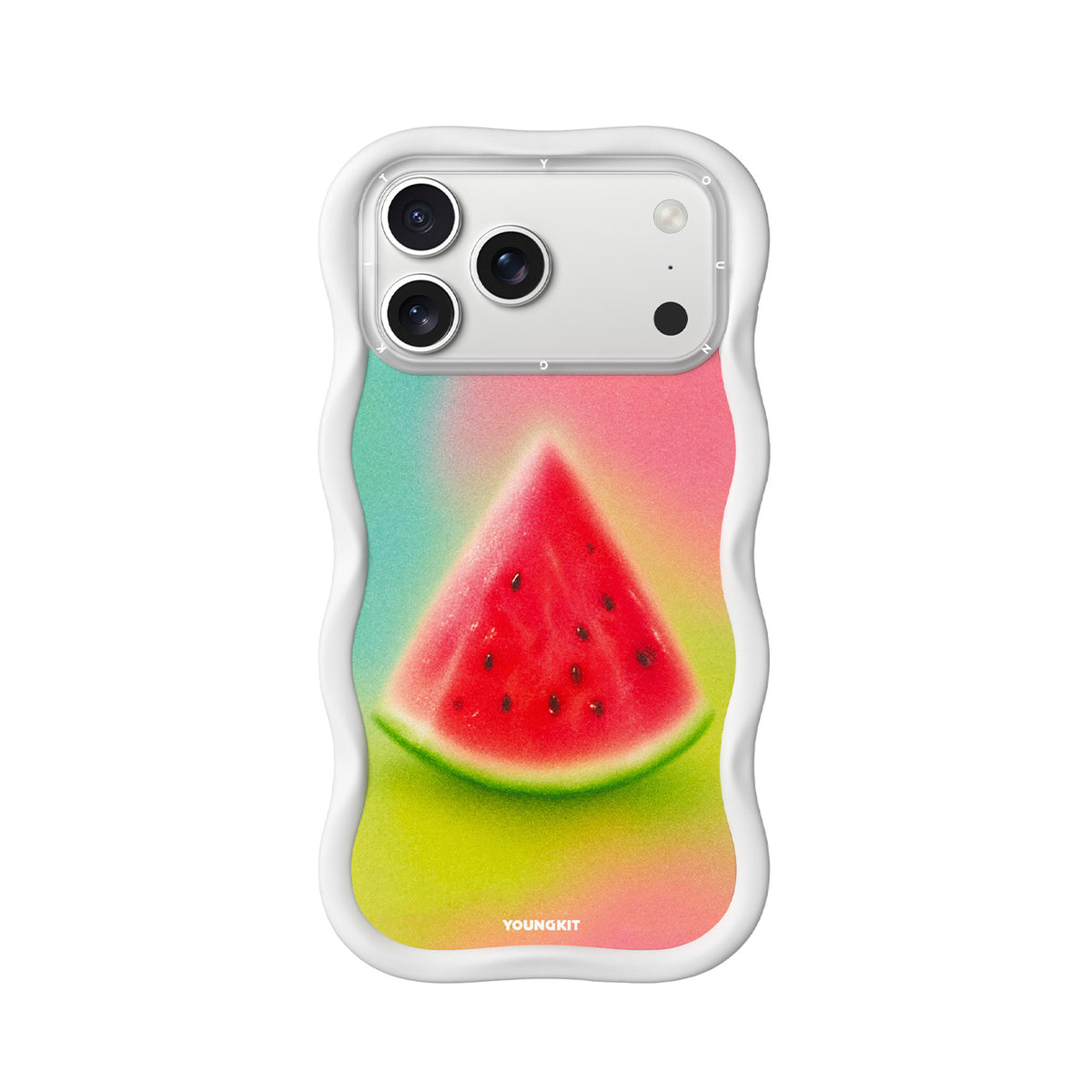 YOUNGKIT Funda Wavy para iPhone 17 Pro Max/18 Pro Max Compatible con MagSafe, Sandía, Blanco Cloud Dance