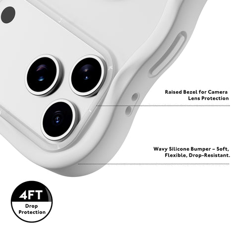 YOUNGKIT Funda CHD4 Summer Wavy para iPhone 17 Pro Max Compatible con MagSafe, Marco de Silicona y Trasera Removible, Sandía, Blanco Cloud Dance