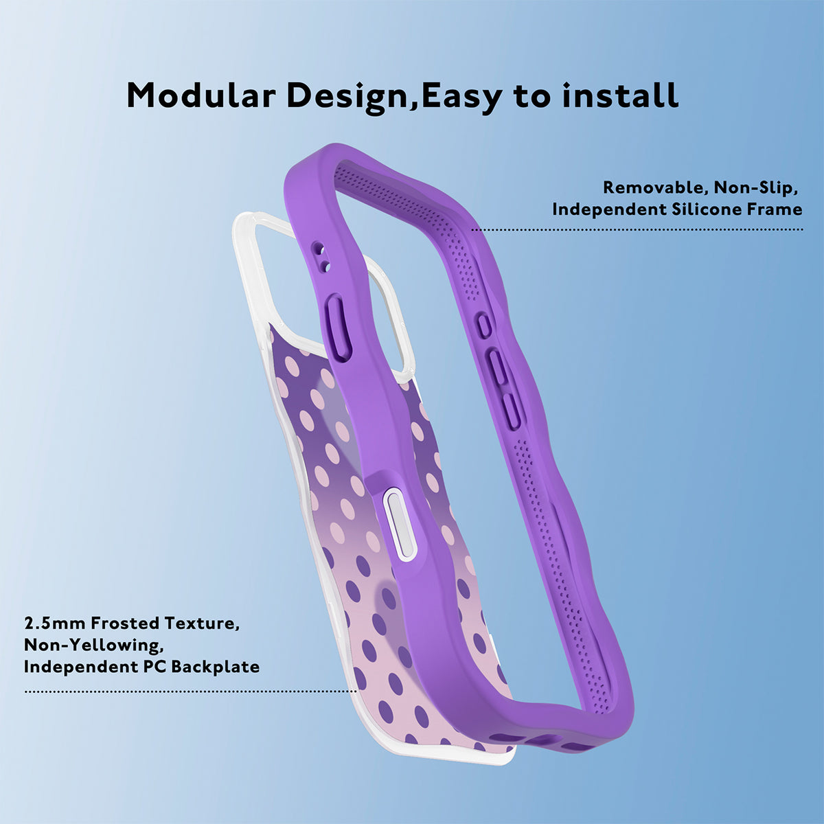 YOUNGKIT Funda CHD4 Sweetheart Wavy para iPhone 16 Pro Compatible con MagSafe, Marco de Silicona y Trasera Removible, Morado Fantasía, Lavanda