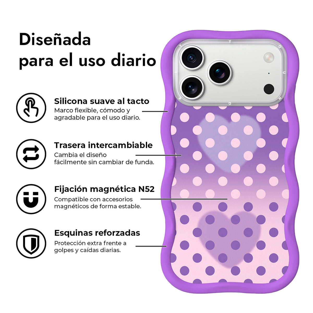 YOUNGKIT Funda Wavy para iPhone 17 Pro/18 Pro Compatible con MagSafe, Morado Fantasía, Lavanda