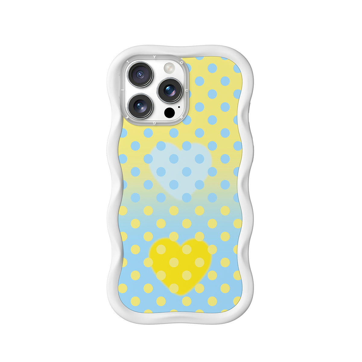 YOUNGKIT Funda CHD4 Sweetheart Wavy para iPhone 16 Pro Compatible con MagSafe, Marco de Silicona y Trasera Removible, Crema Azul, Blanco Cloud Dance