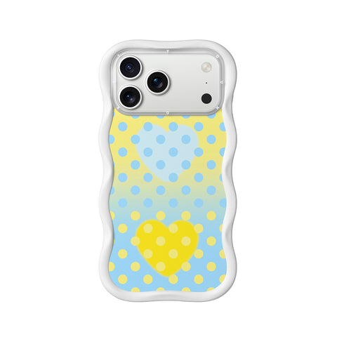YOUNGKIT Funda CHD4 Sweetheart Wavy para iPhone 17 Pro Compatible con MagSafe, Marco de Silicona y Trasera Removible, Crema Azul, Blanco Cloud Dance