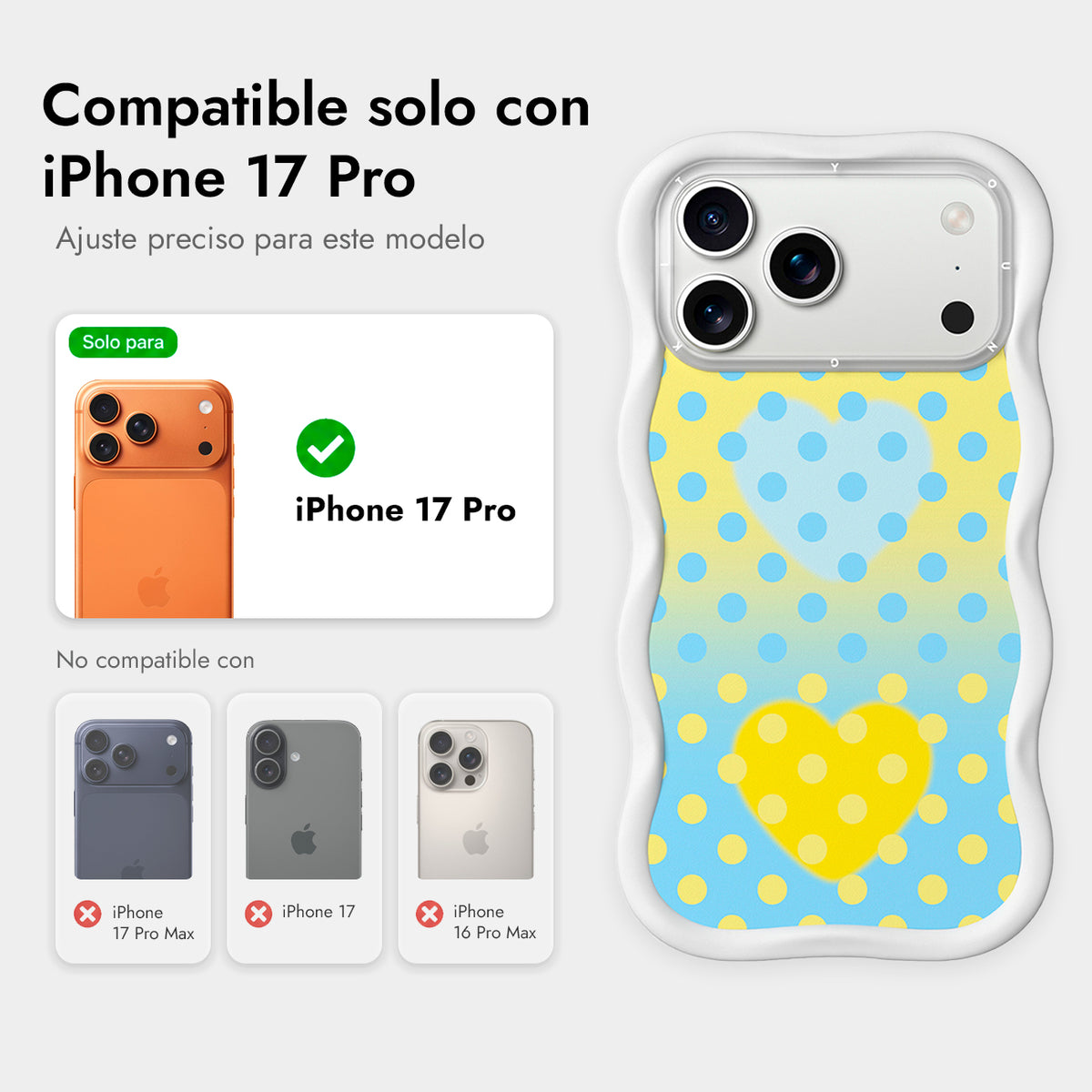 YOUNGKIT Funda Wavy para iPhone 17 Pro/18 Pro Compatible con MagSafe, Crema Azul, Blanco Cloud Dance