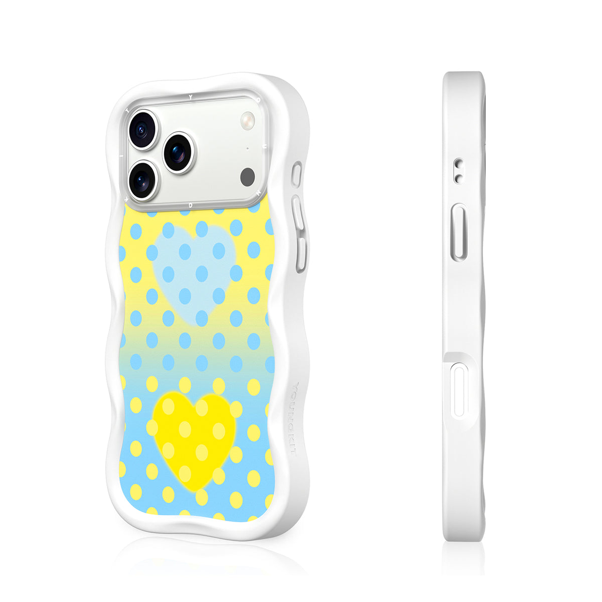 YOUNGKIT Funda Wavy para iPhone 17 Pro Max/18 Pro Max Compatible con MagSafe, Crema Azul, Blanco Cloud Dance