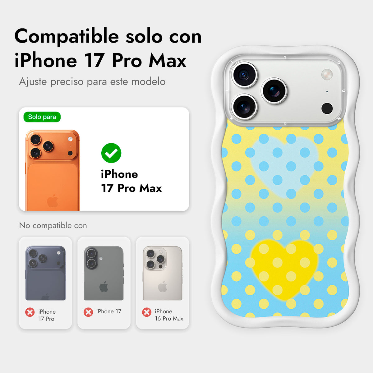 YOUNGKIT Funda Wavy para iPhone 17 Pro Max/18 Pro Max Compatible con MagSafe, Crema Azul, Blanco Cloud Dance