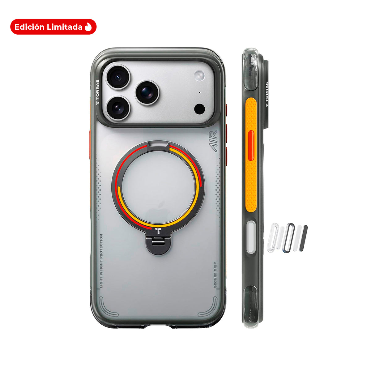 TORRAS Funda Ostand Q3 Air Football Limited con Soporte para iPhone 17 Pro/18 Pro Compatible con MagSafe, Iron Germany