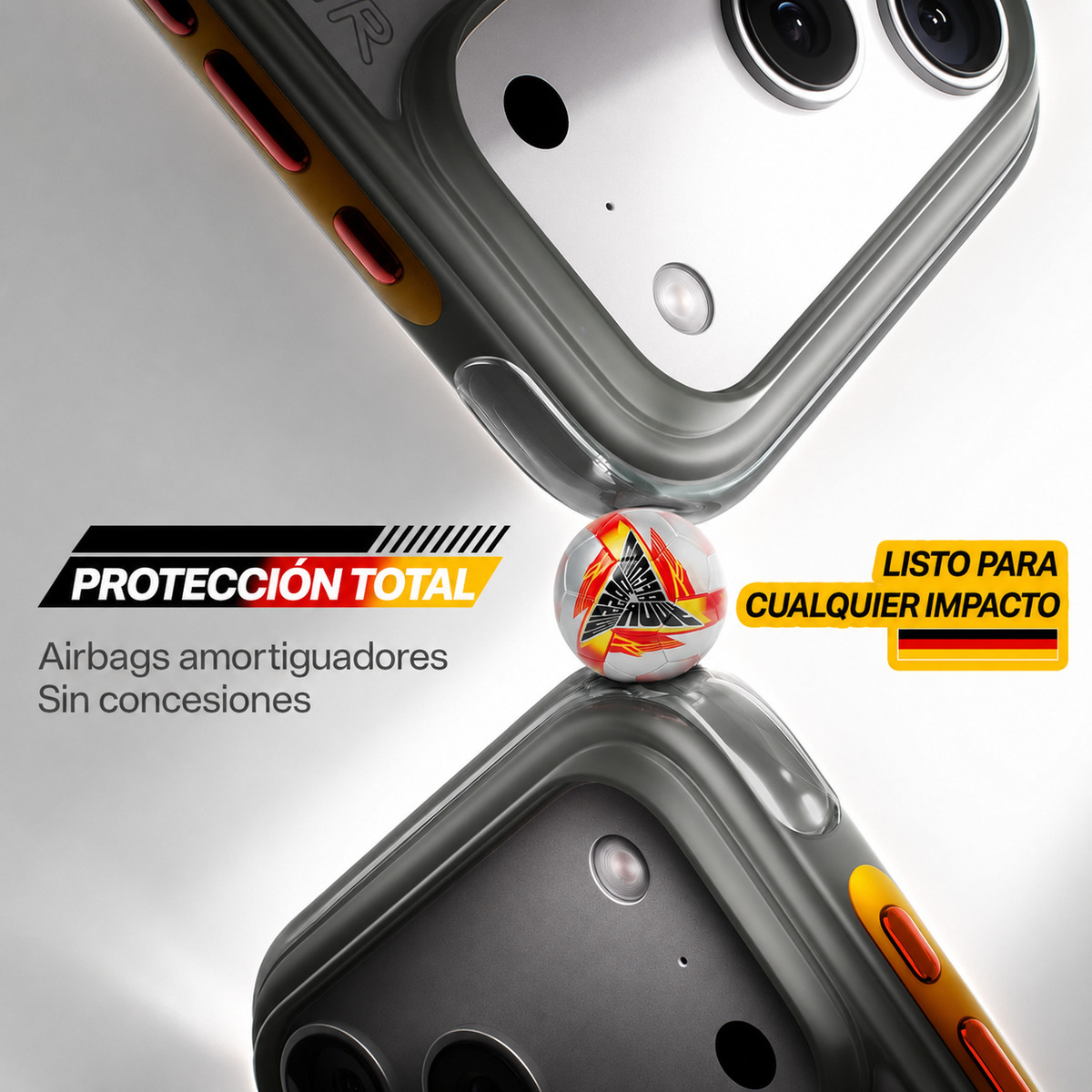 TORRAS Funda Ostand Q3 Air Football Limited con Soporte para iPhone 17 Pro/18 Pro Compatible con MagSafe, Iron Germany