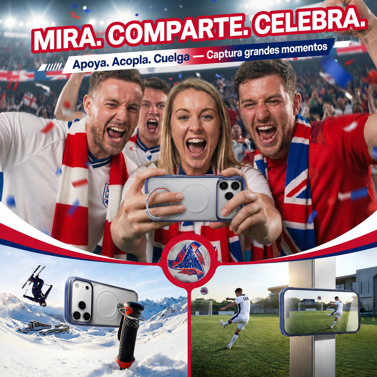 TORRAS Funda Ostand Q3 Air Football Limited con Soporte para iPhone 17 Pro/18 Pro Compatible con MagSafe, Lion England