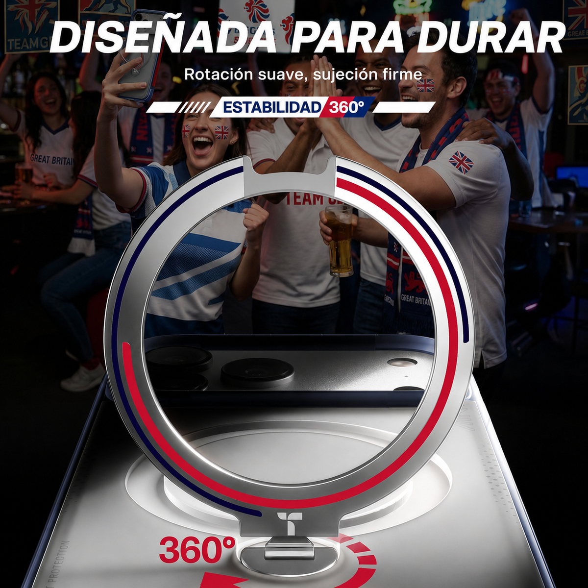 TORRAS Funda Ostand Q3 Air Football Limited con Soporte para iPhone 17 Pro/18 Pro Compatible con MagSafe, Lion England