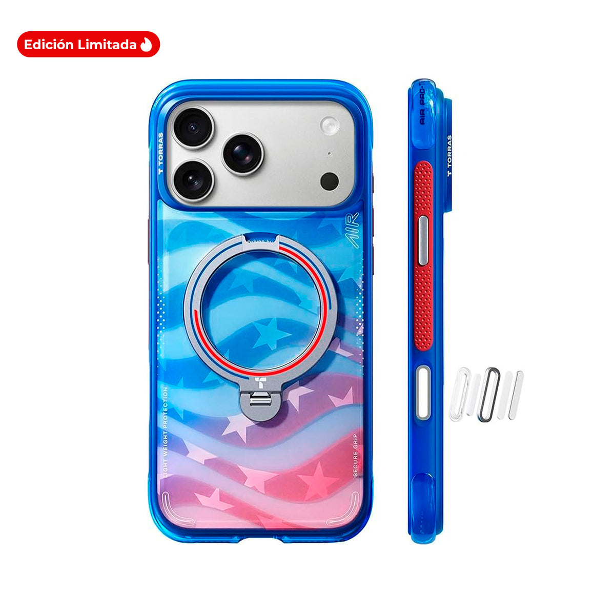 TORRAS Funda Ostand Q3 Air Football Limited con Soporte para iPhone 17 Pro Max/18 Pro Max Compatible con MagSafe, Starlight USA