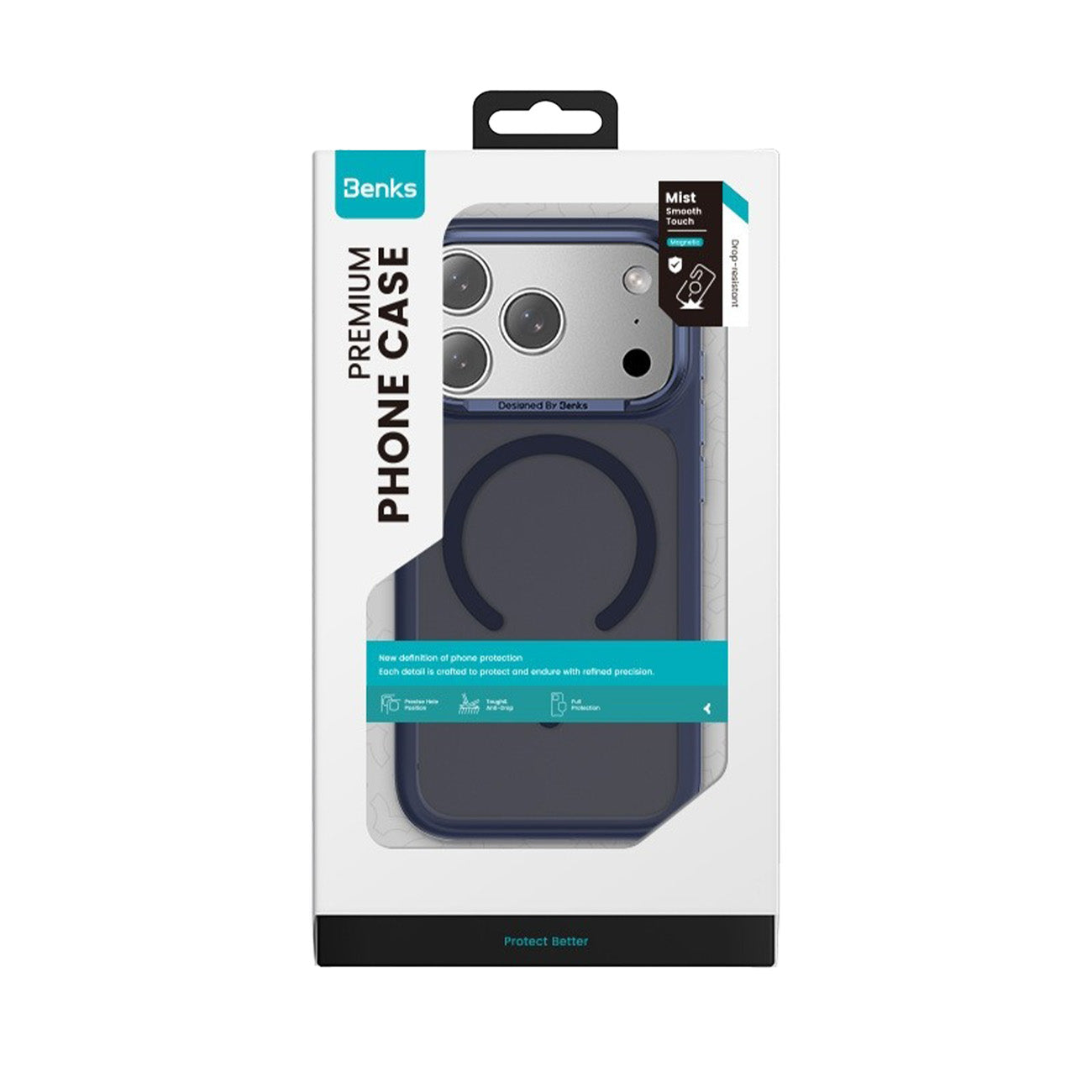 Benks Funda Mist Mate Antihuellas para iPhone 17 Pro Max/18 Pro Max Compatible con MagSafe, Azul