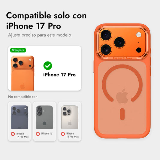 Benks Case for iPhone 17 Pro - Orange MagSafe Case, Anti-Fingerprint Matte Finish with Camera Button and Precise Fit
