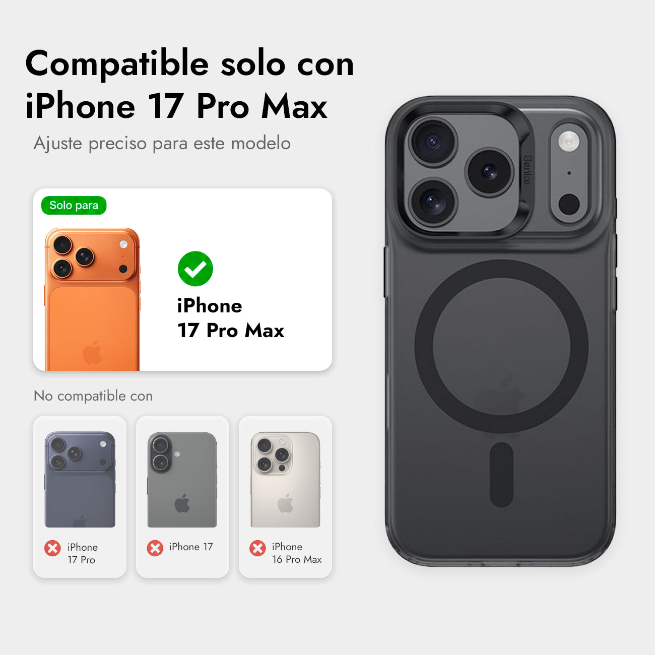 Benks Funda con Airbags Anticaídas para iPhone 17 Pro Max Compatible con MagSafe, Negra