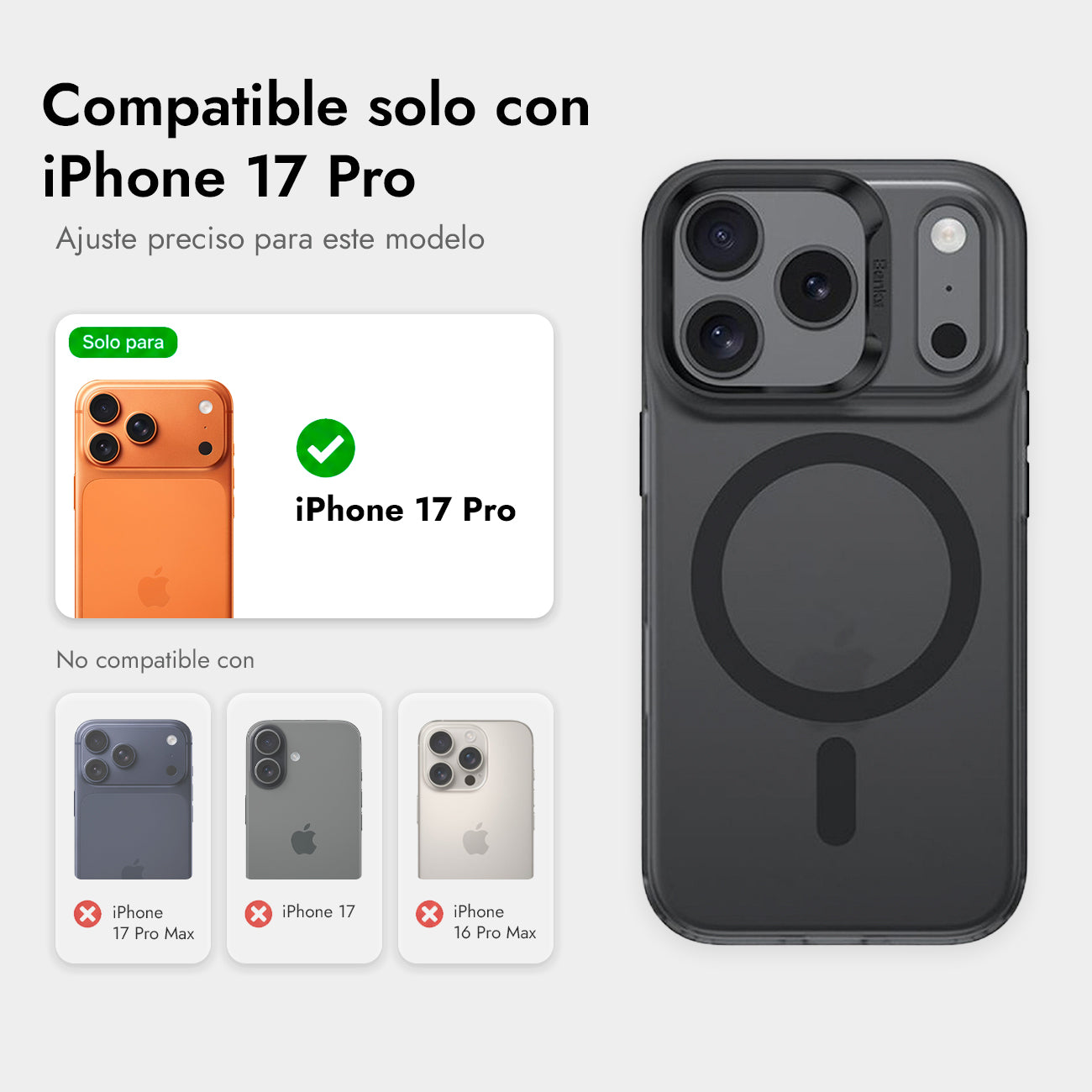 Benks Funda con Airbags Anticaídas para iPhone 17 Pro Compatible con MagSafe, Negra