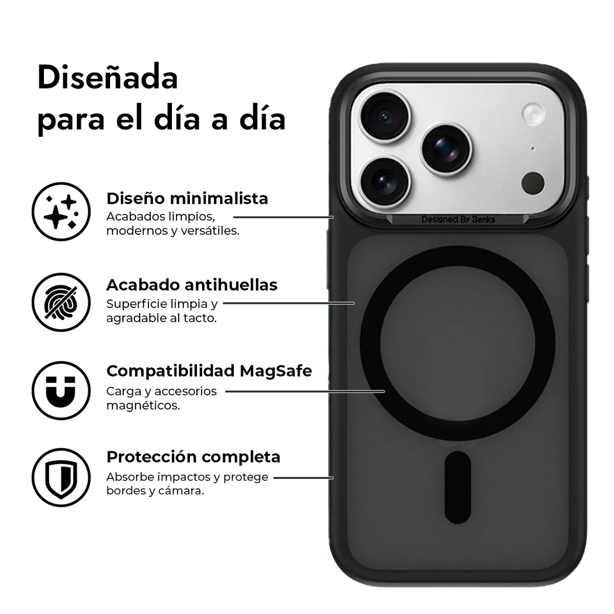 Benks Funda Mist Mate Antihuellas para iPhone 17 Pro/18 Pro Compatible con MagSafe, Negra