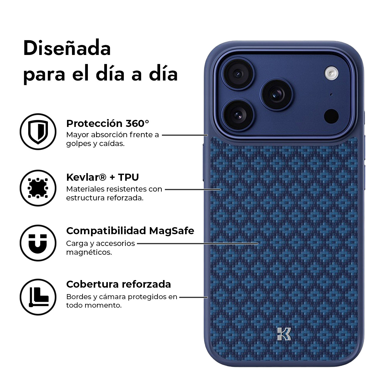 Benks Case for iPhone 17 Pro Max – Kevlar Fiber ArmorGrid MagSafe Case Blue, Ultra-Thin with Drop Protection and Precise Fit