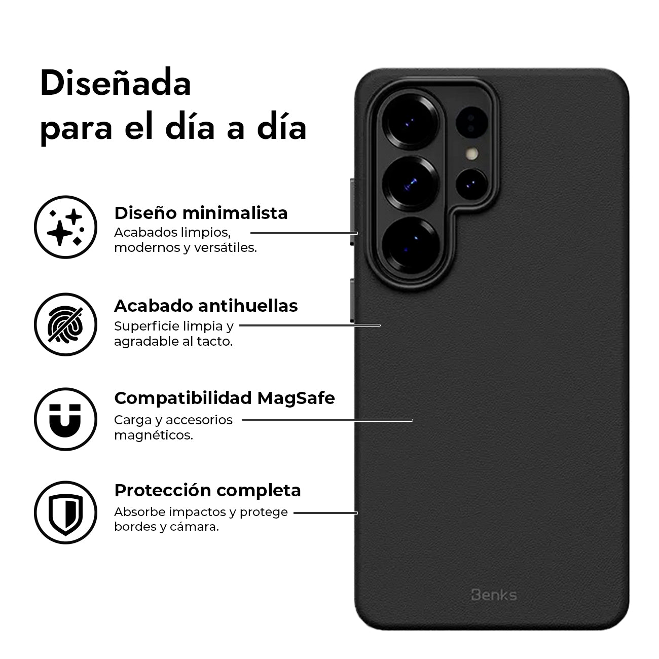 Benks Funda Lucid Armor para Galaxy S26 Ultra con Anillo Magnético, Negro