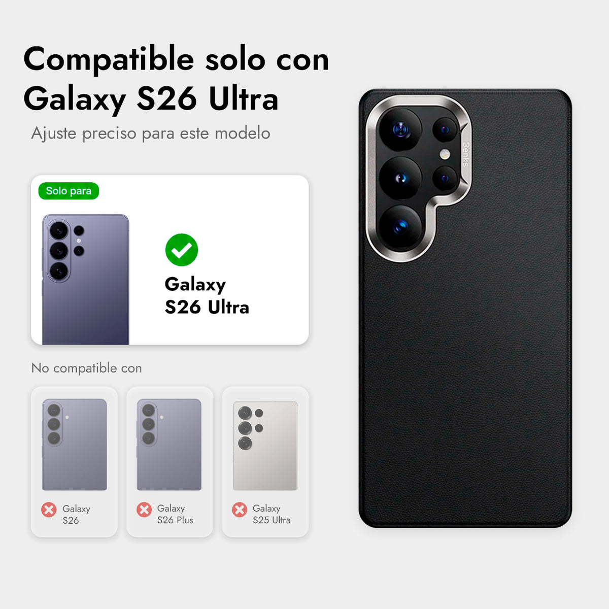 Benks Funda VitaPro para Galaxy S26 Ultra con Anillo Magnético, Negro